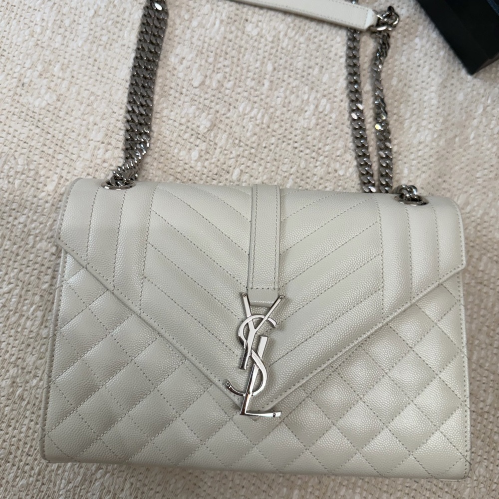SAINT LAURENT MEDIUM ENVELOPE BAG QUILTED GRAIN LEATHER - Picture 4 of 13